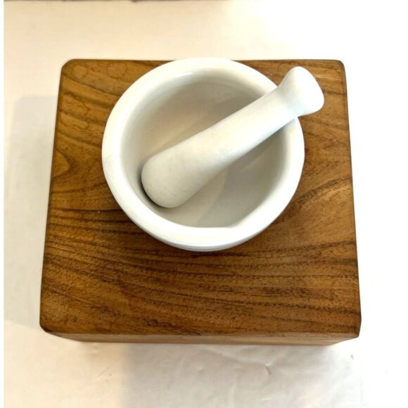 White Porcelain Mortar and Pestle Set Small Mini White Grind Mix Cocktail - Picture 6 of 8